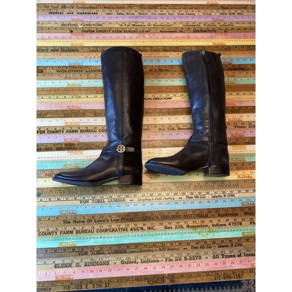 Tory Burch Bristol Brown Leather Riding Harness Boot Size 7 equestrian High